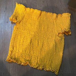 Yellow Fitted Ruffled Top
